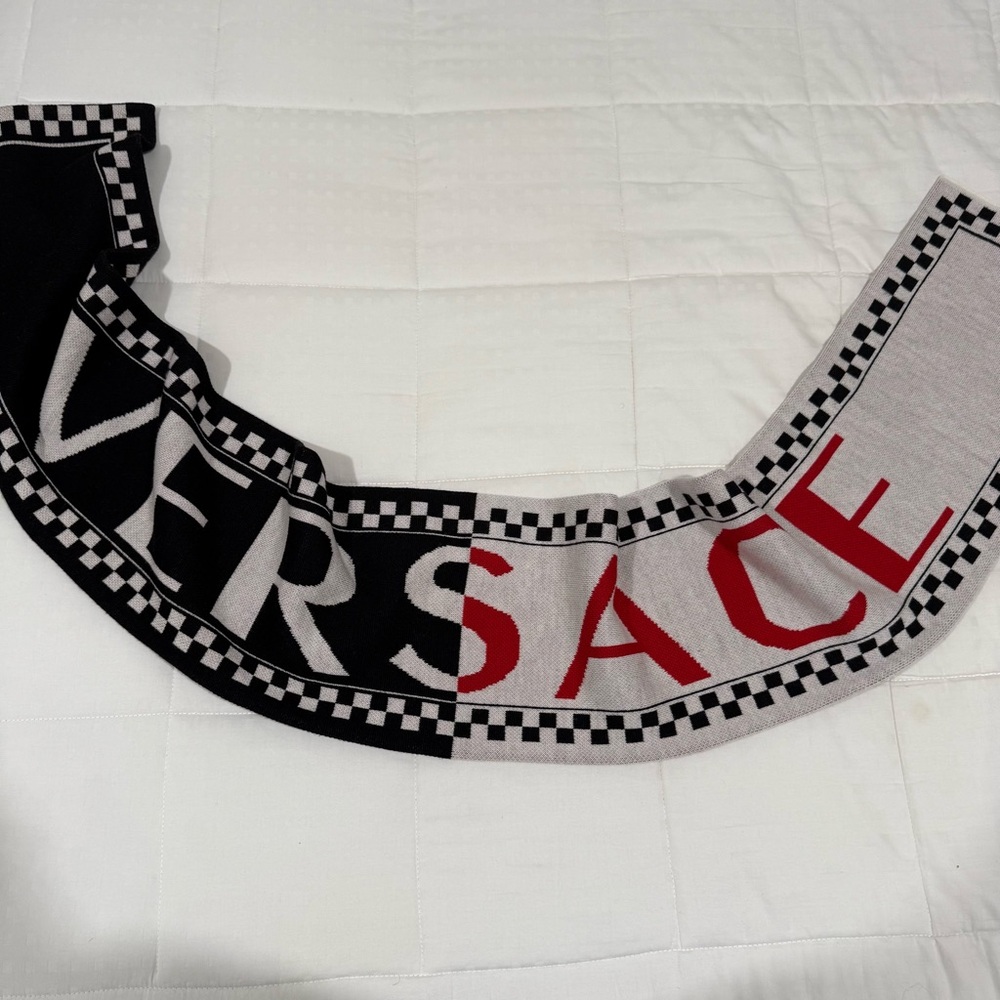 Versace Lana Wool Logo Scarf NWOT